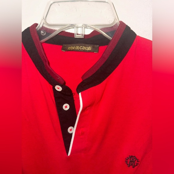ROBERTO CAVALLI Men's Red Polo Shirt Embroidered Logo Size XL - Picture 3 of 6